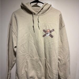 Men's Cream Pullover Hoodie with Skate Skull Graphic